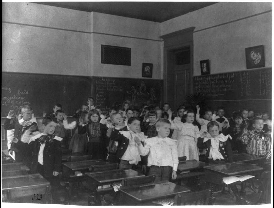 A classroom in an earlier era - public schools have welcomed newcomers for generations