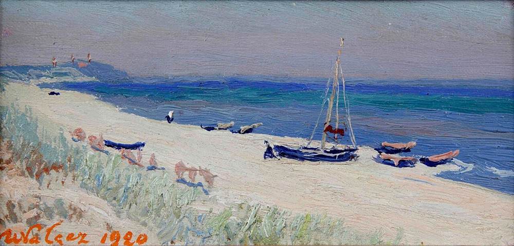A beach on the Polish Baltic coast, in a 1920 painting