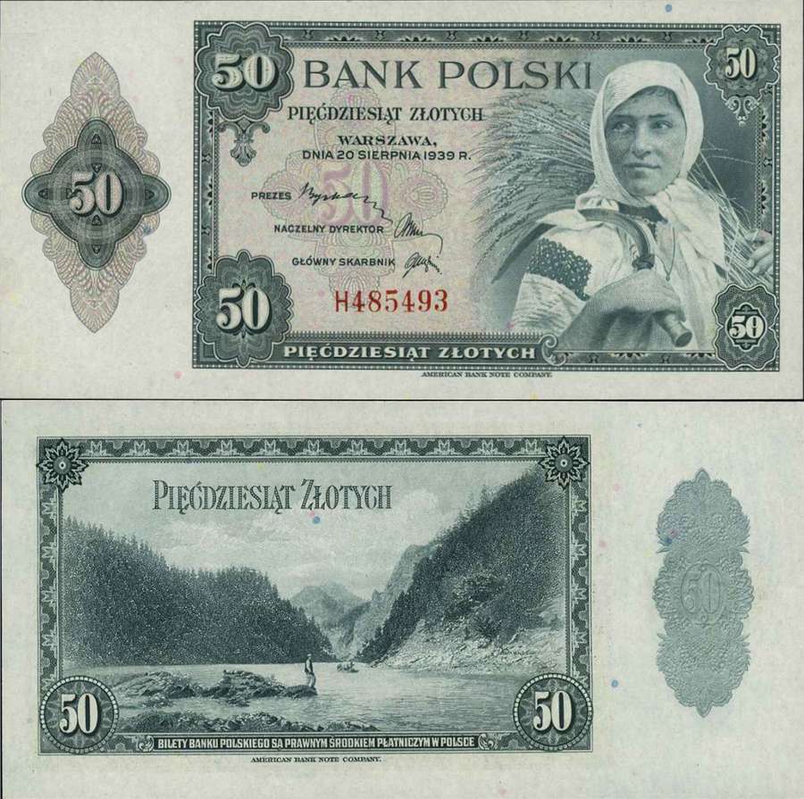 A 50 zloty banknote from 1939
