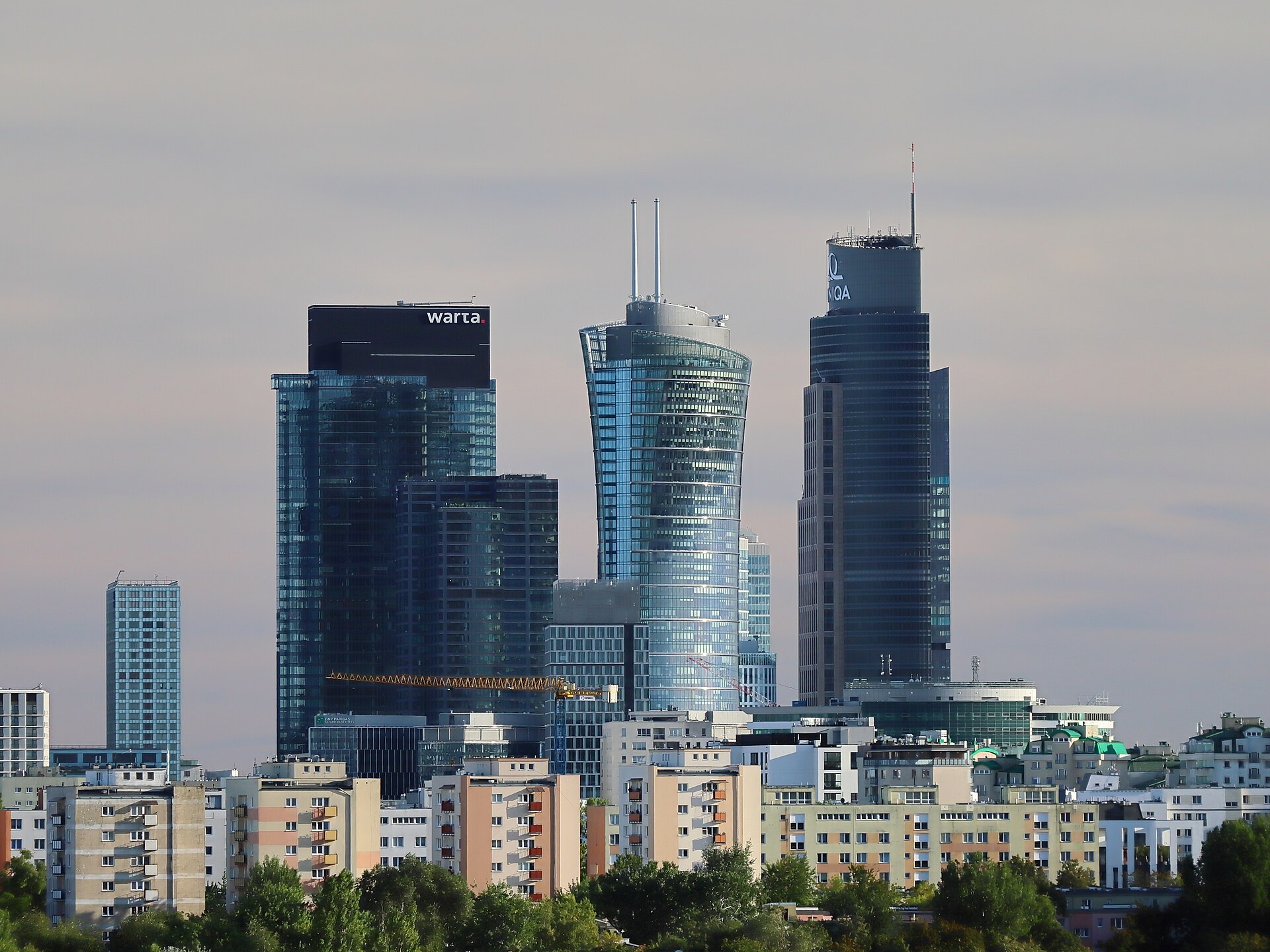 Warsaw business district towers