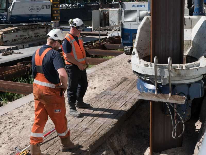 Construction workers at a renovation site