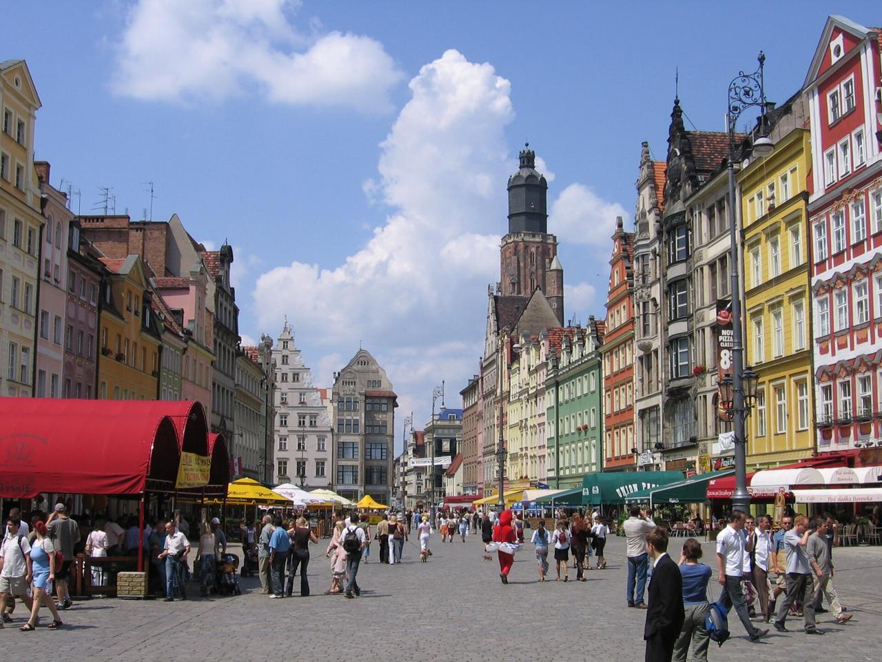 The market square area in Wrocław